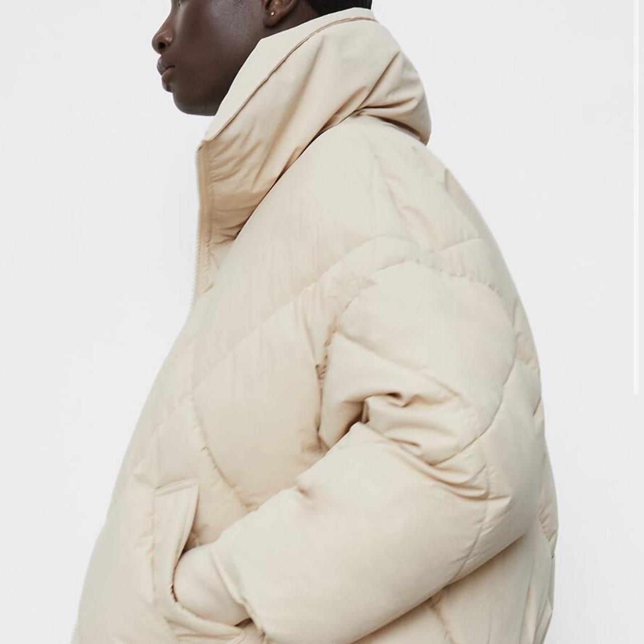 Zara cream oversize puffer coat zara puffer Depop