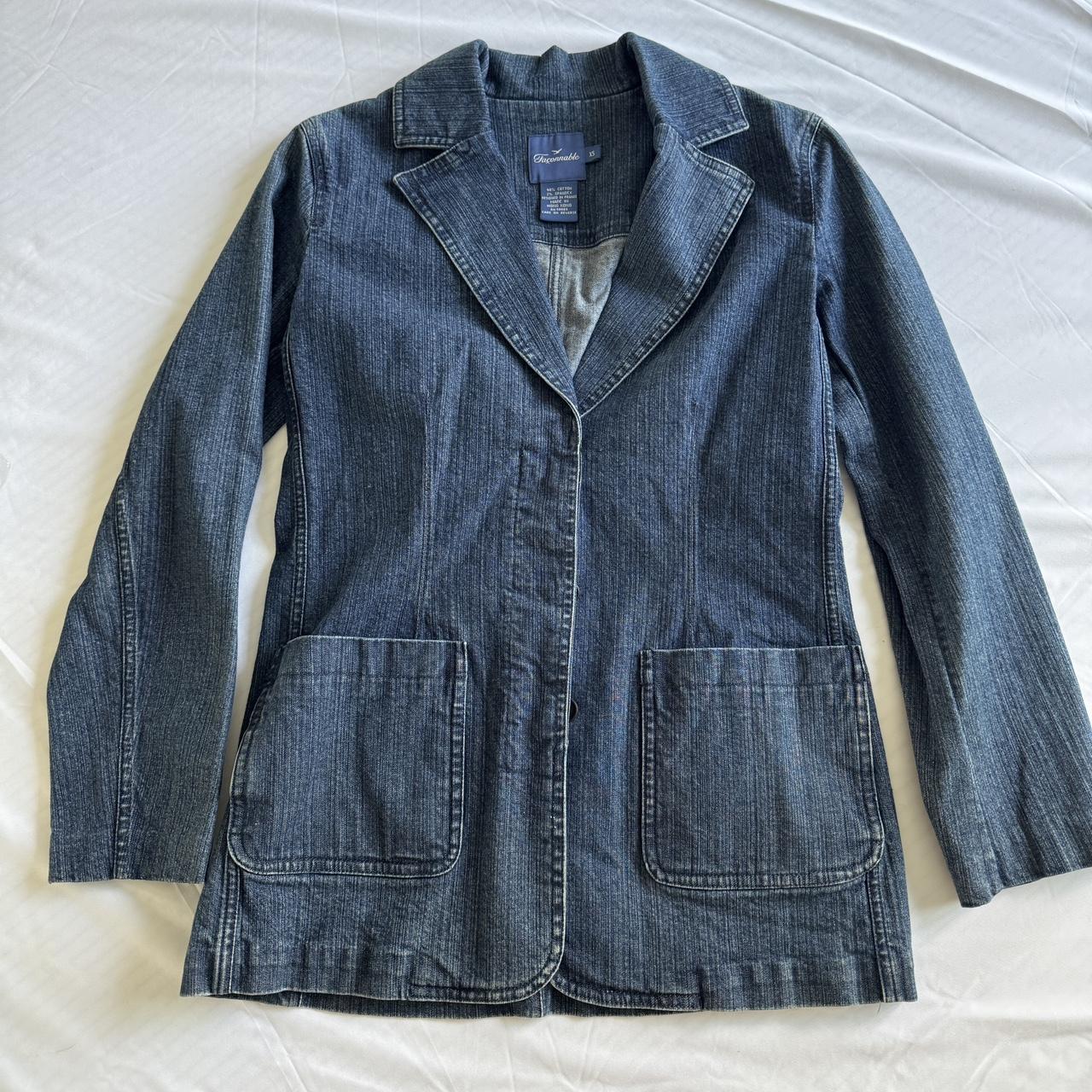 Women's Blazer Jacket Blue/Navy XS – Cinched Waist Denim - Main Image