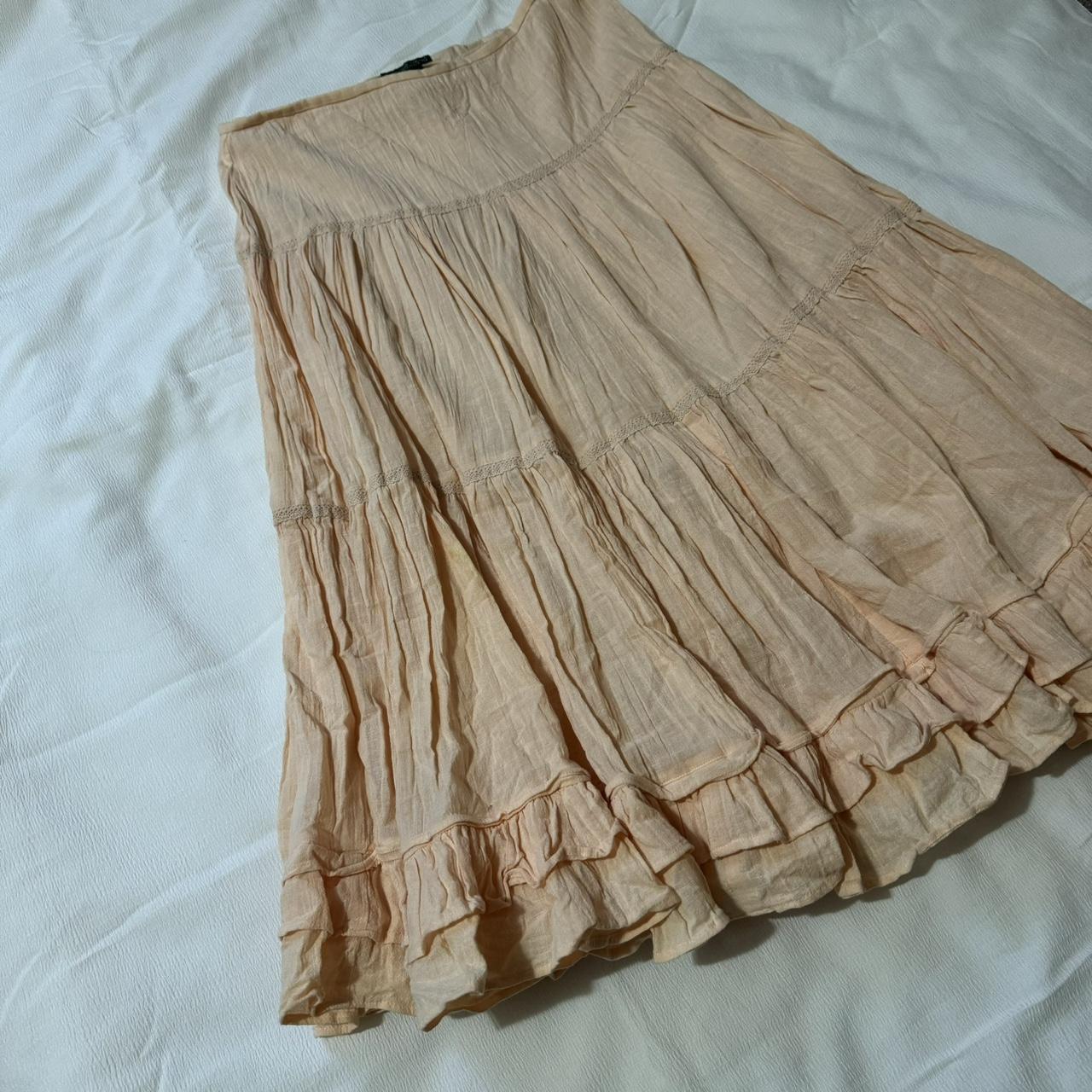 Ralph Lauren flowing pink \ peach skirt Size:8... - Depop