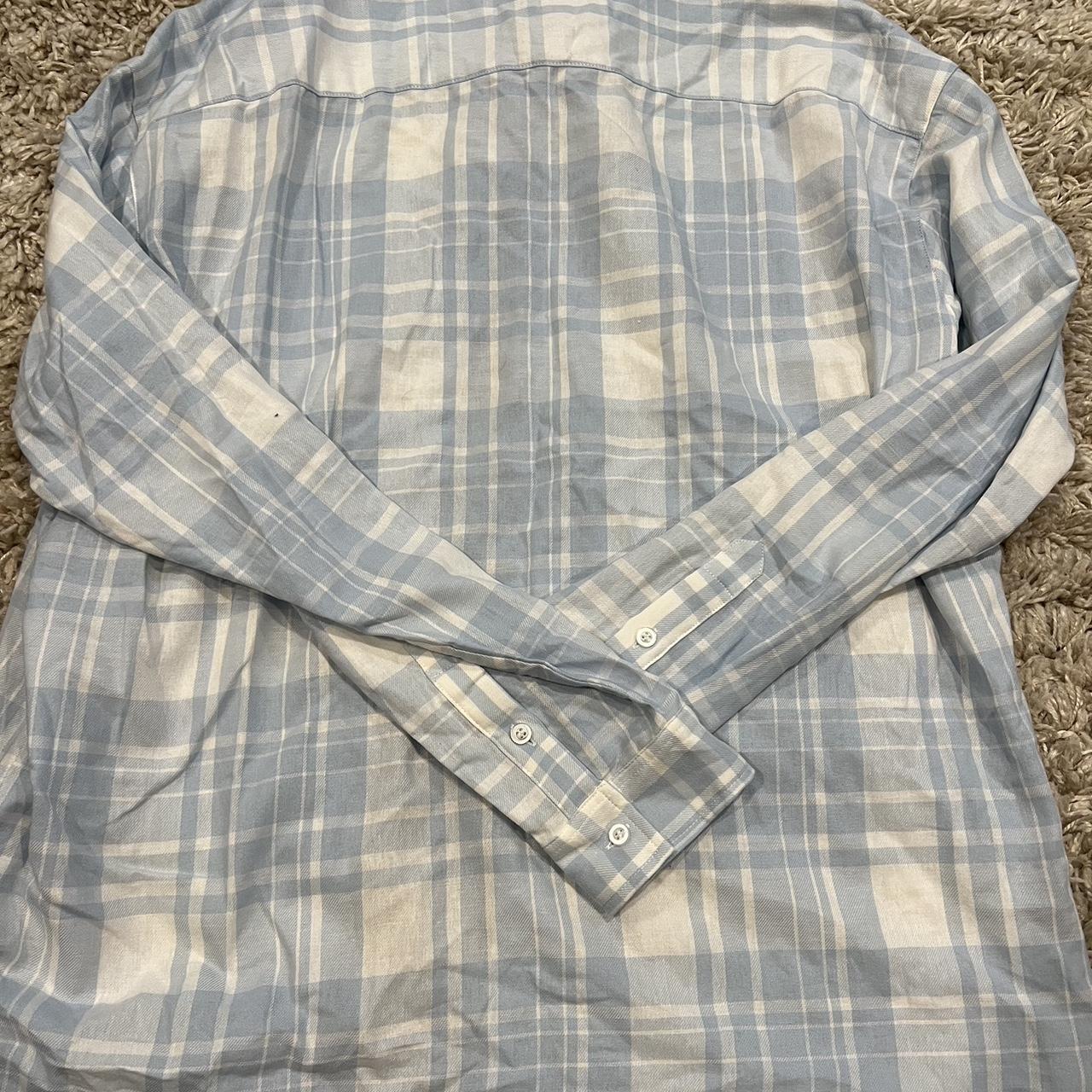 Blue and white Forever 21 flannel Never worn!... - Depop