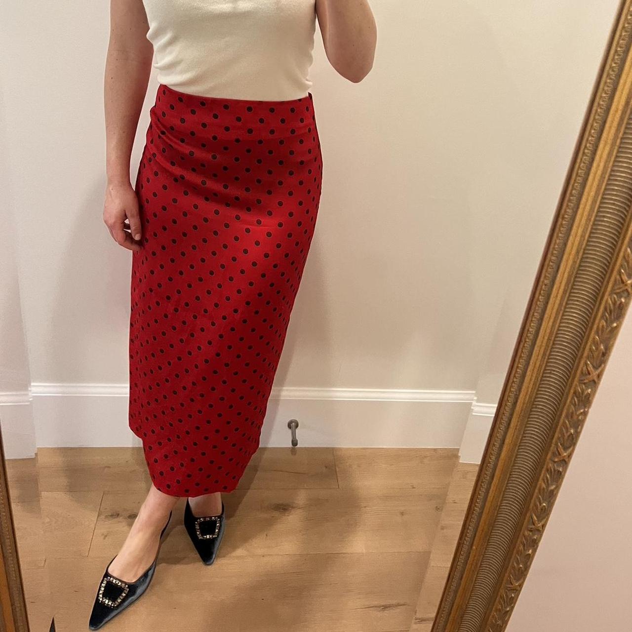 Polka dot outlet midi skirt zara