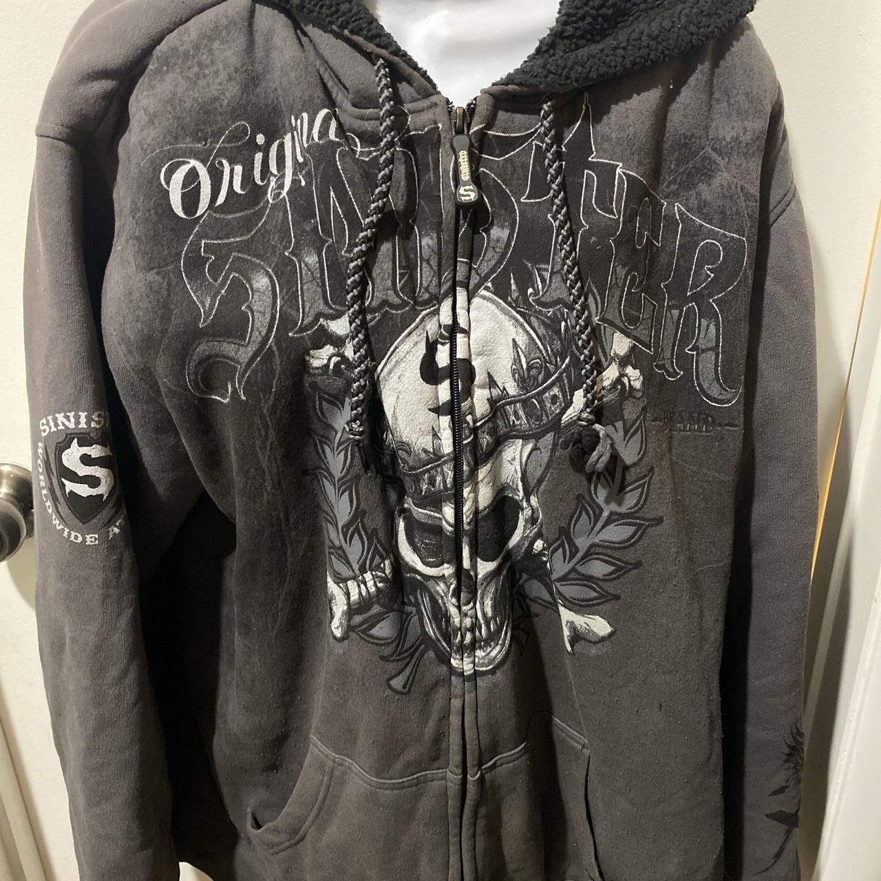 Vintage Sinister Hoodie Sweatshirt Full Zip XL ... - Depop