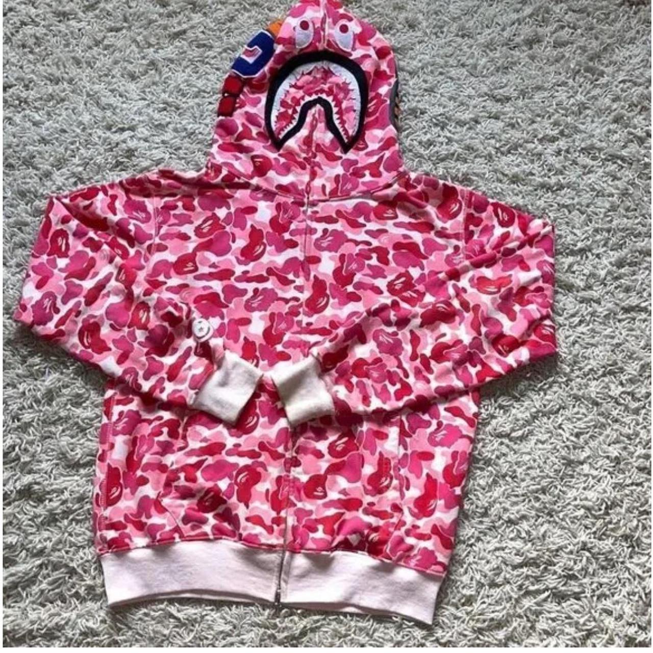 Pink bape hoodie Depop