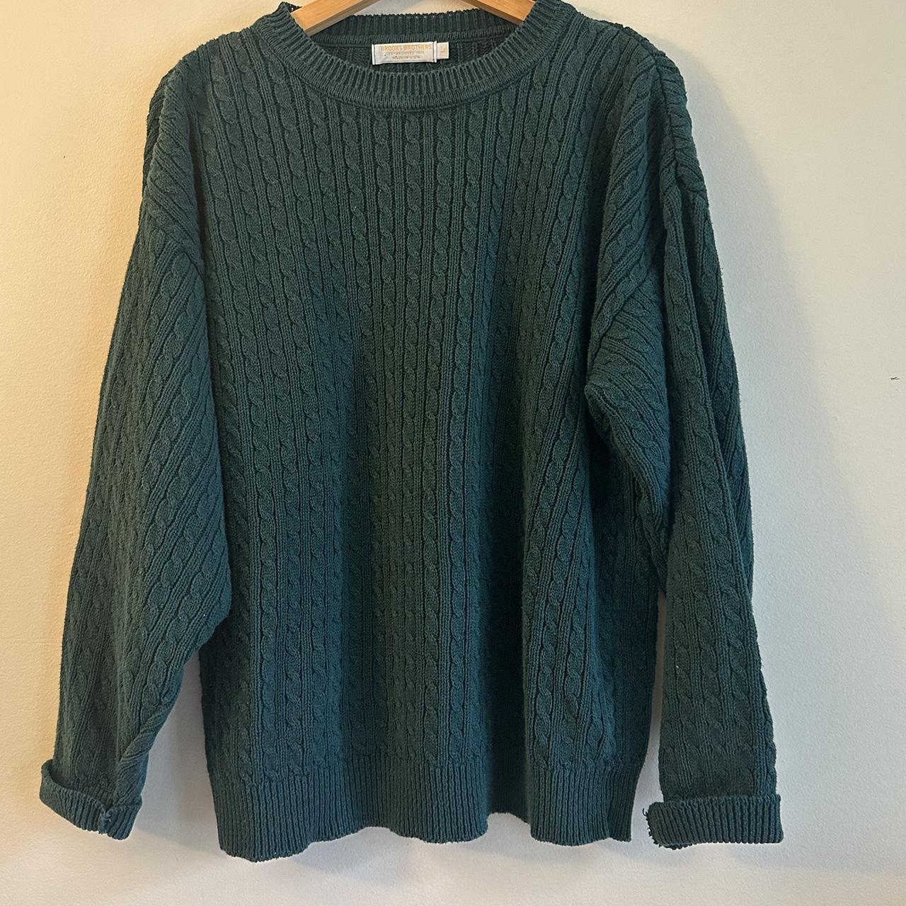 Vtg Forest Green Cotton Sweater 22.5”PTP Can... - Depop