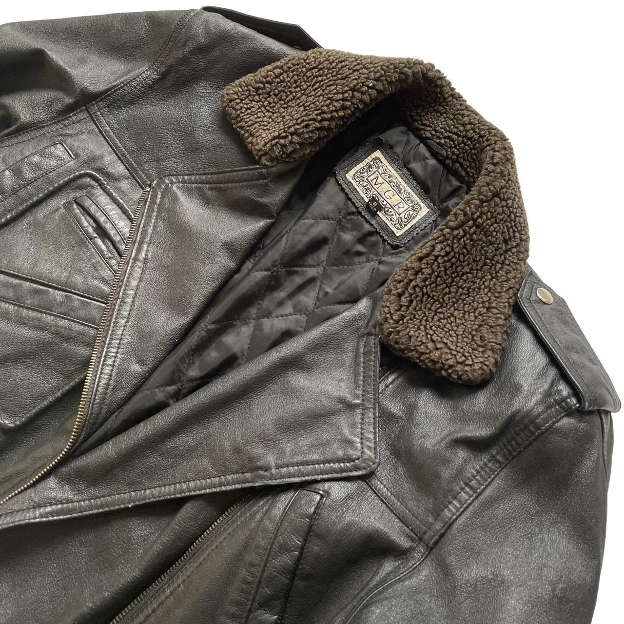 Vintage leather jacket Shipping is... Depop