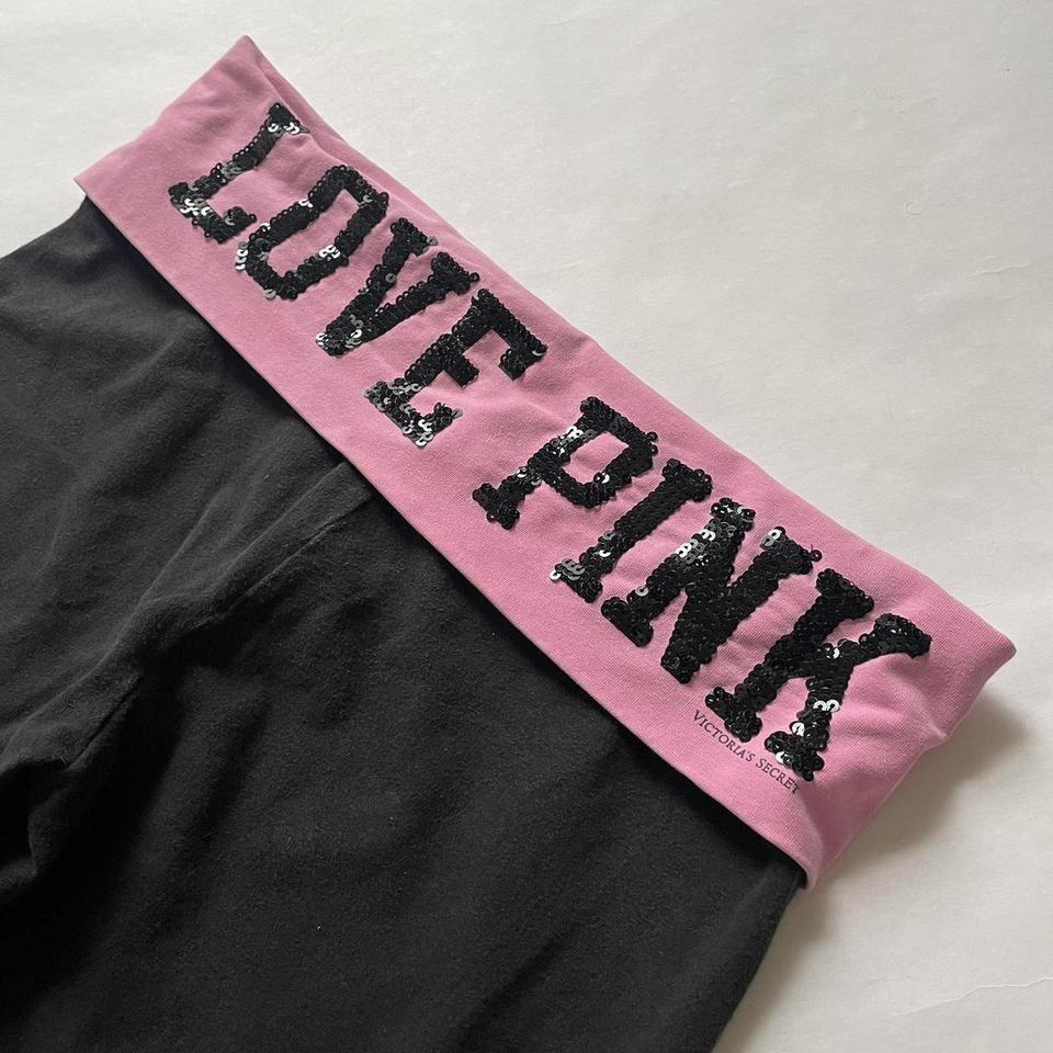 VS PINK YOGA Leggings Extra Small XS Victorias Secret Fold Over Black Bling  Logo $15.99 - PicClick