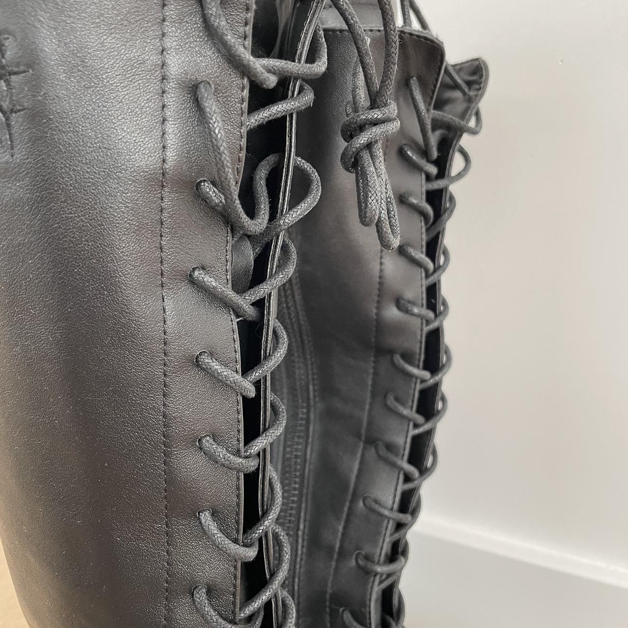 chunky leather platform boots 🖤🖤🖤🖤 lace up platform... - Depop