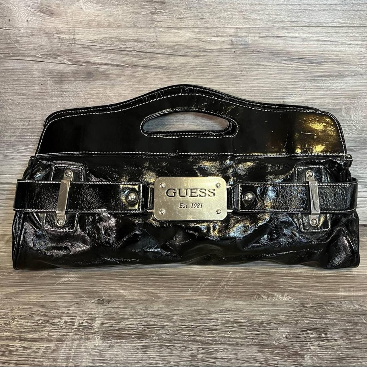 Guess Vintage Patent Black Clutch Depop