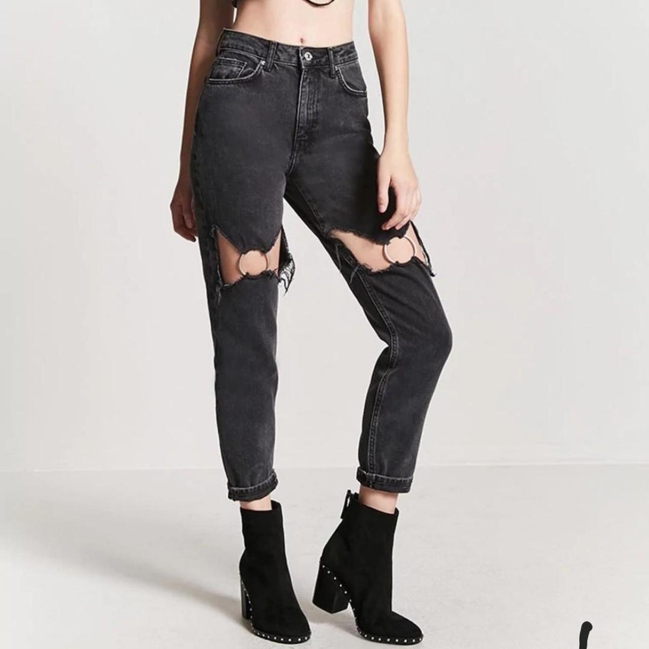 High Waisted Black Mom Jeans Forever 21 Black Denim Mom Jeans O