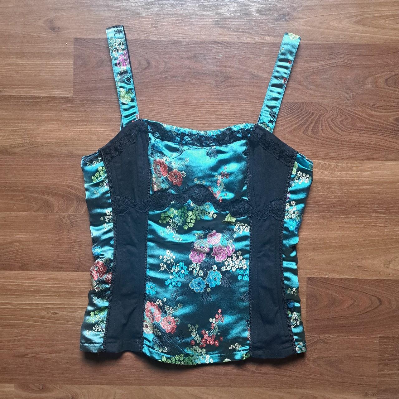 Vintage factory Tripp NYC Corset Top Teal Black Size Medium