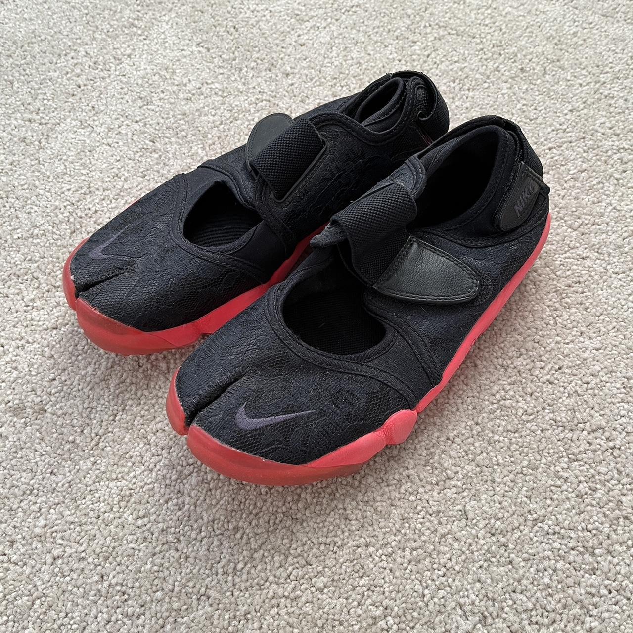 Nike Air Rift Trainers with split toe. Black lace... - Depop