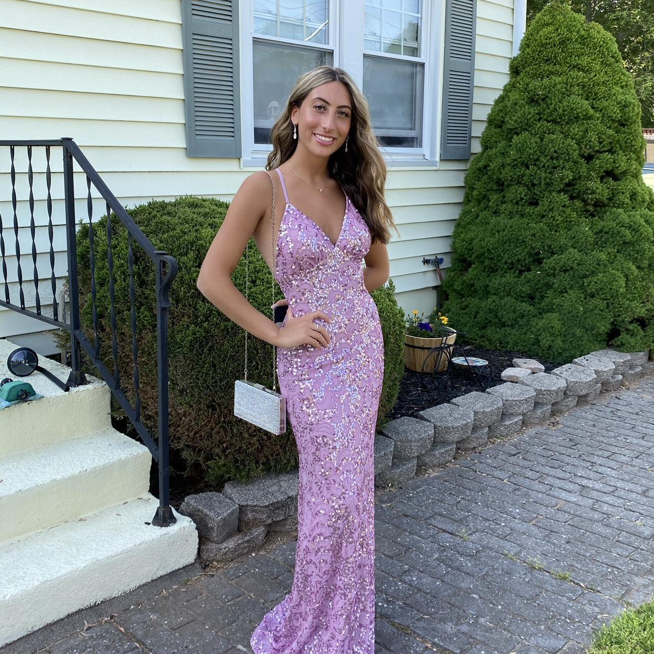 Pink sparkley prom dress, worn once and in perfect... - Depop