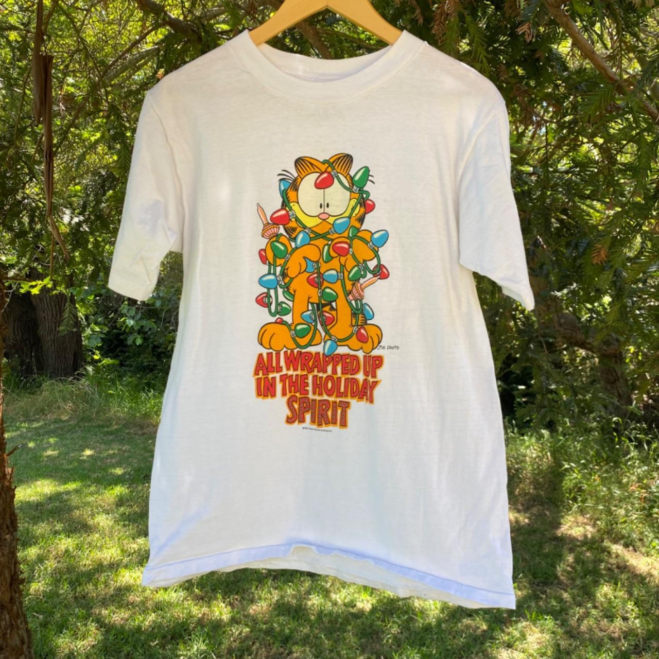VINTEGE GARFIELD ONEITA T-SHIRT Vintage 80\u0027s Garfield Cat Seton Hall Pirates University White