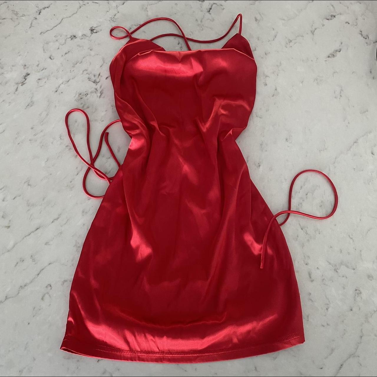 Fashion nova true red cowlick slip dress with... - Depop