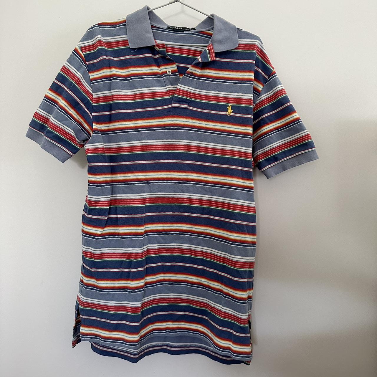 vintage MENS stripy RALPJ LAUREN POLO shirt, size M!... - Depop