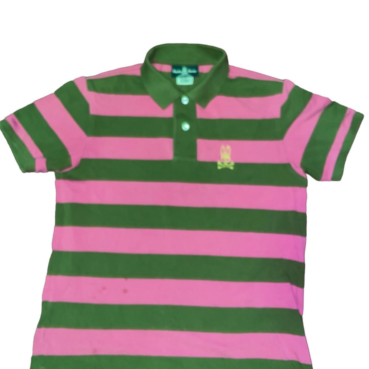Psycho Bunny Men's Pink and Green Polo-shirts