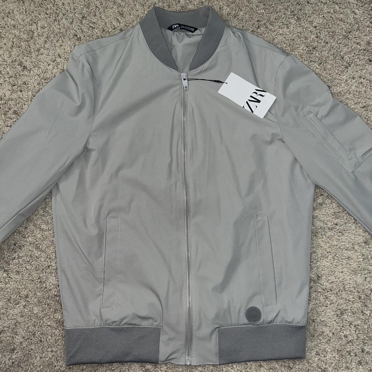 new grey Zara medium bomber jacket - Depop