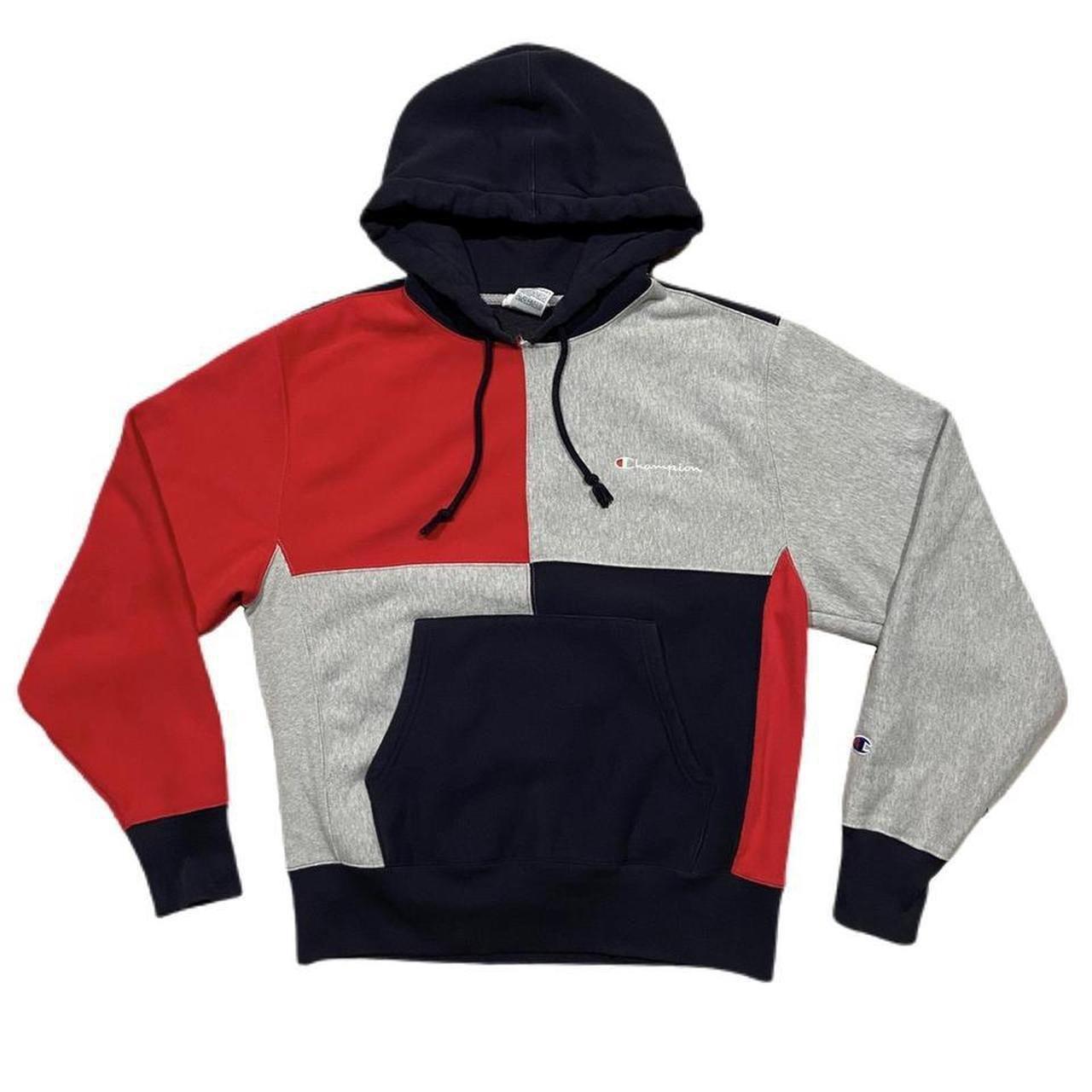 Champion reverse weave colorblock cheap navy hoodie