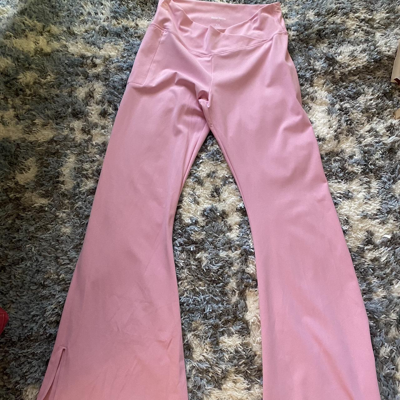 cute flared pink leggings from hollister... Depop