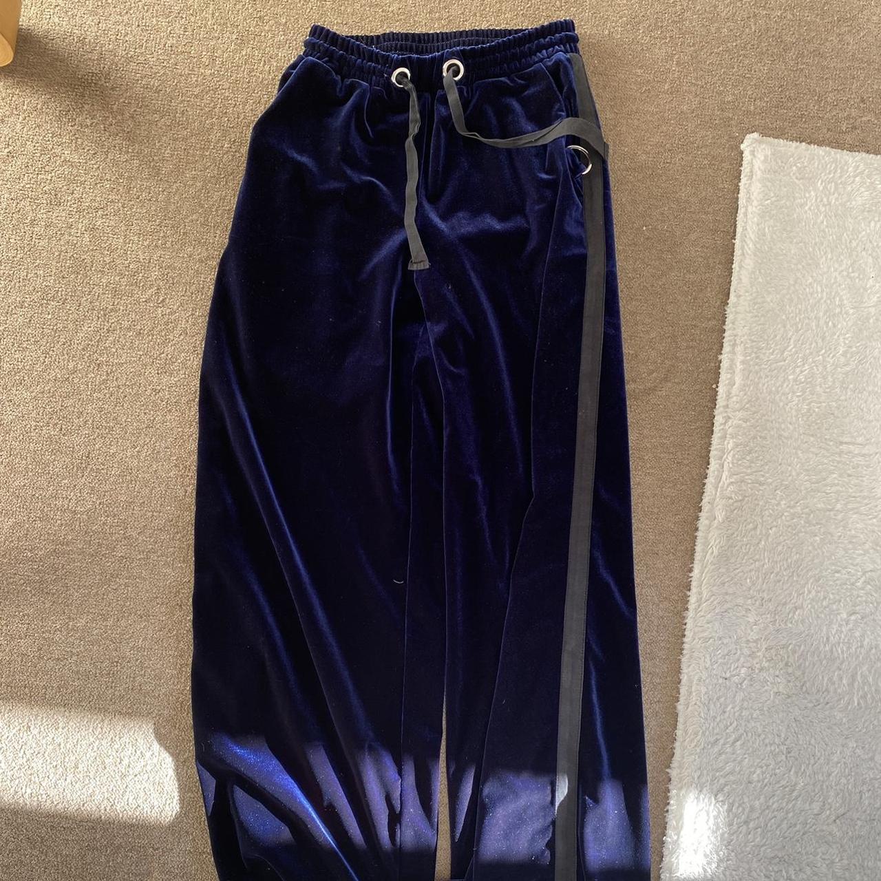 Blue velvet wide leg trousers from Missguided Uk... - Depop