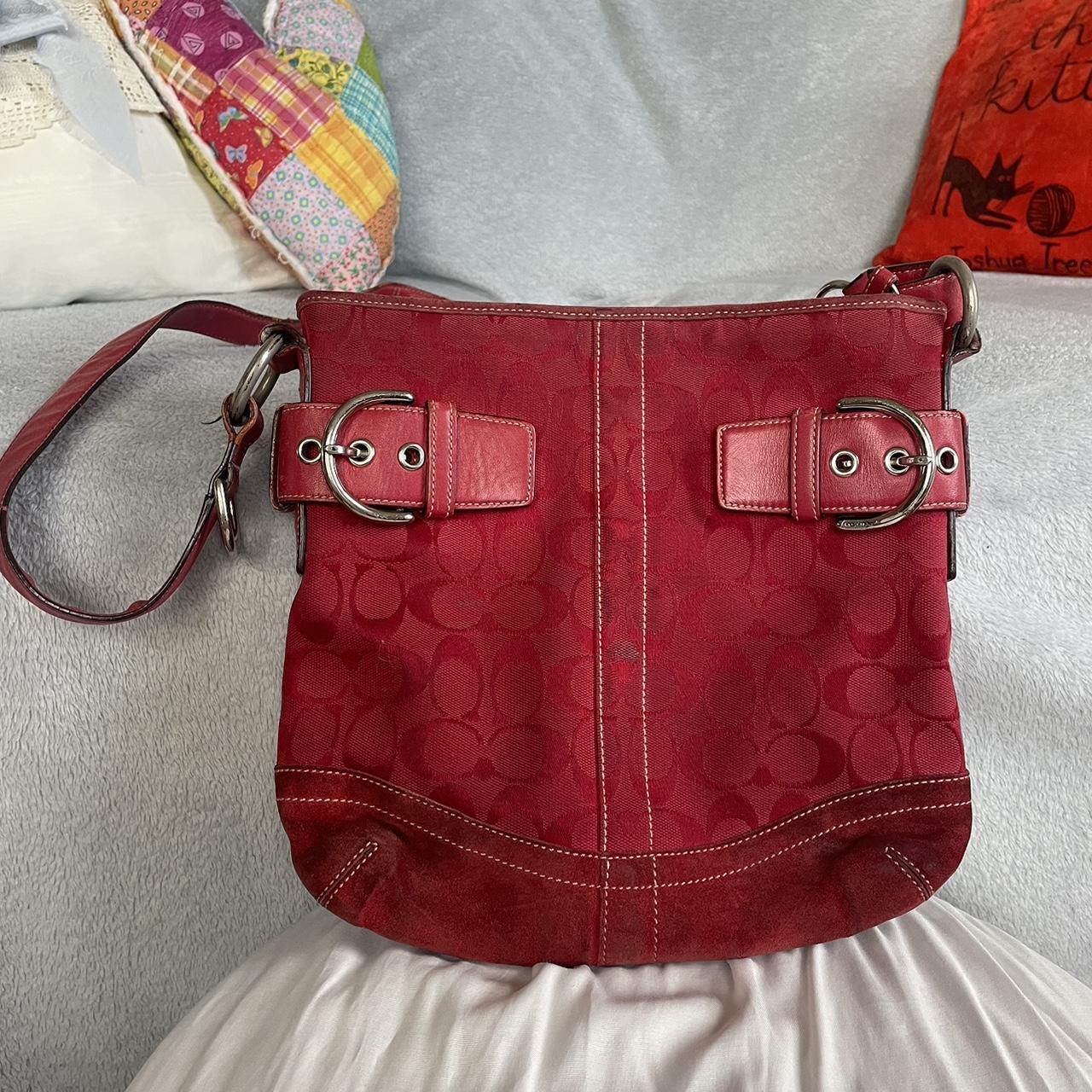 COACH Red Silver Leather Crossbody Handbag 11