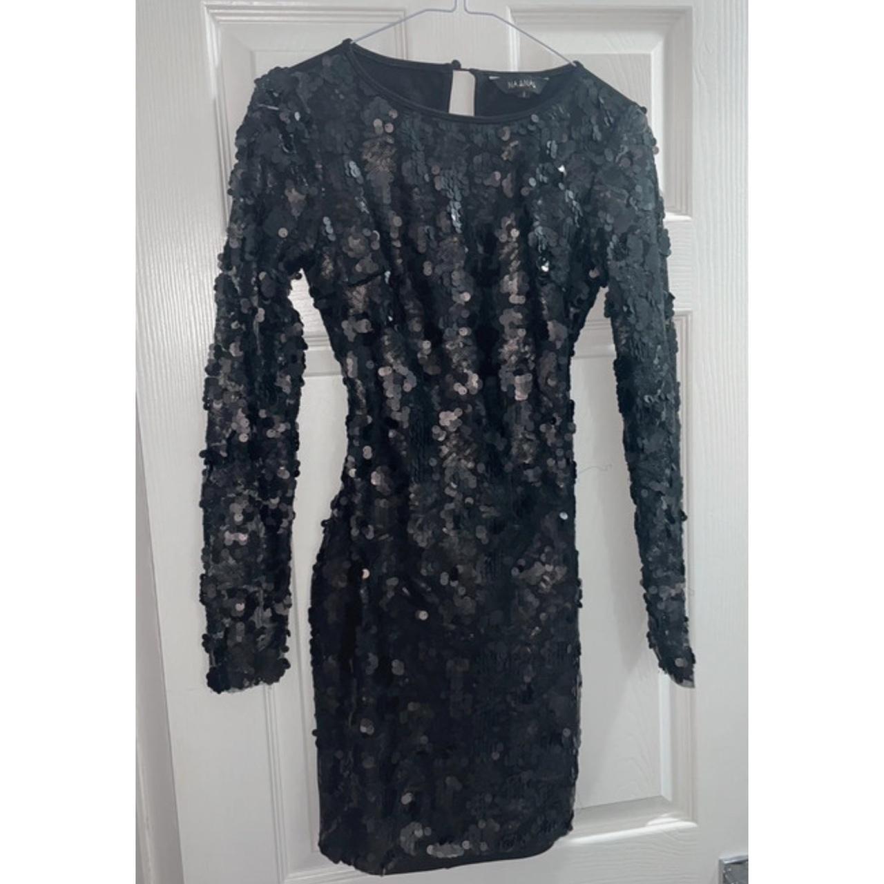 Black sequin backless dress #sequin #backless #dress - Depop