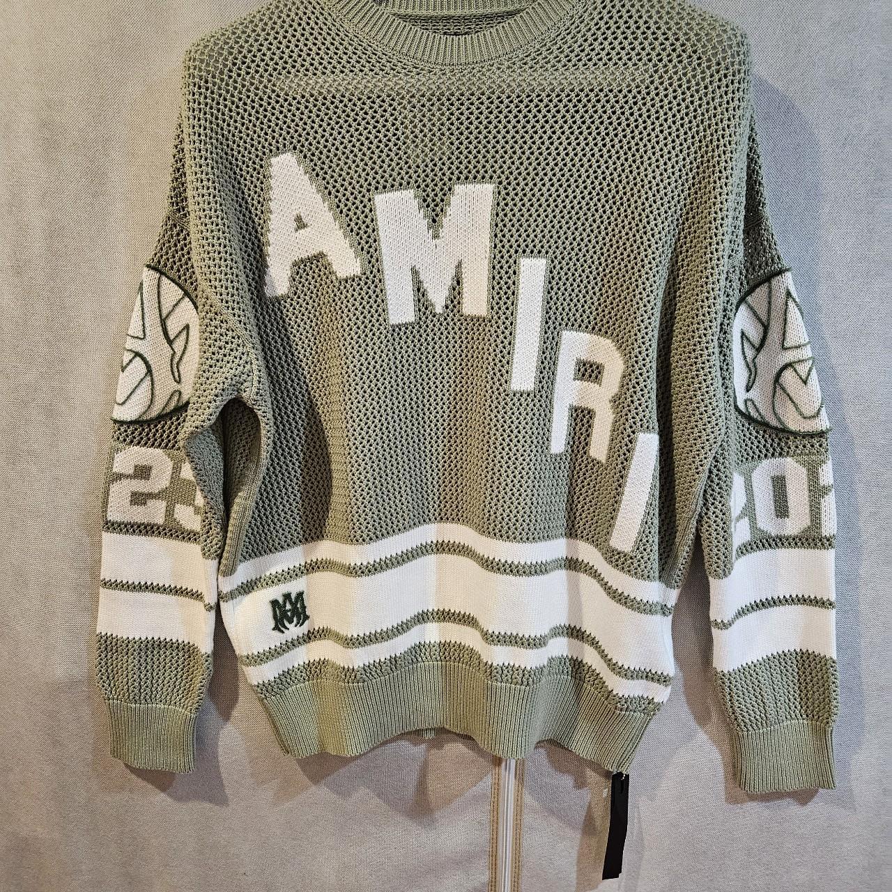 Tシャツ・カットソー AMIRI Cream Crochet Sweater Intarsia-knit cotton and cashmere sweater in multicoloured