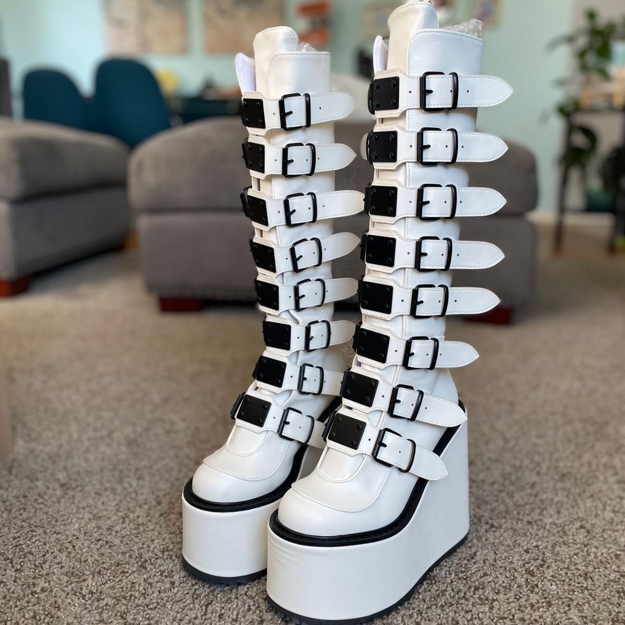 Demonia Women's Knee high Boots - White/Black - U… - image 6