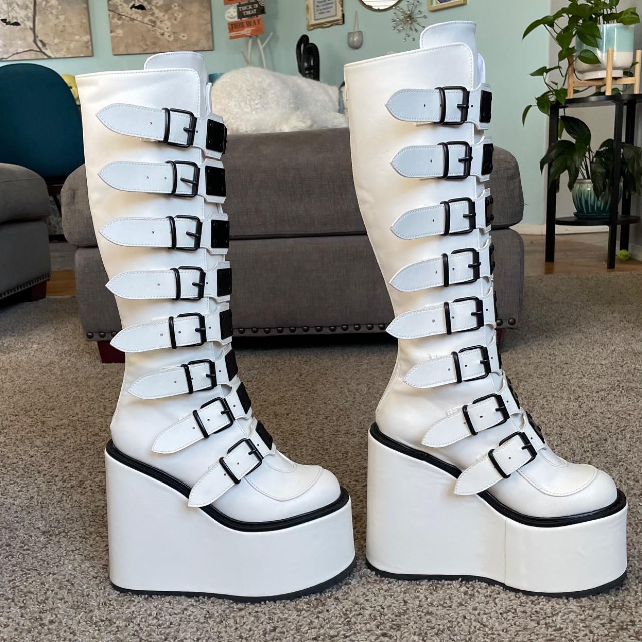 Demonia Women's Knee high Boots - White/Black - U… - image 3