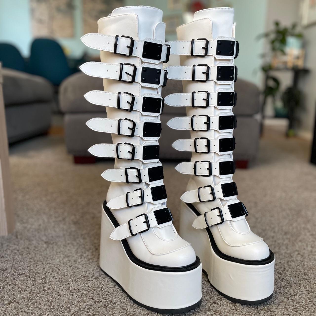 Demonia Women's Knee high Boots - White/Black - U… - image 5