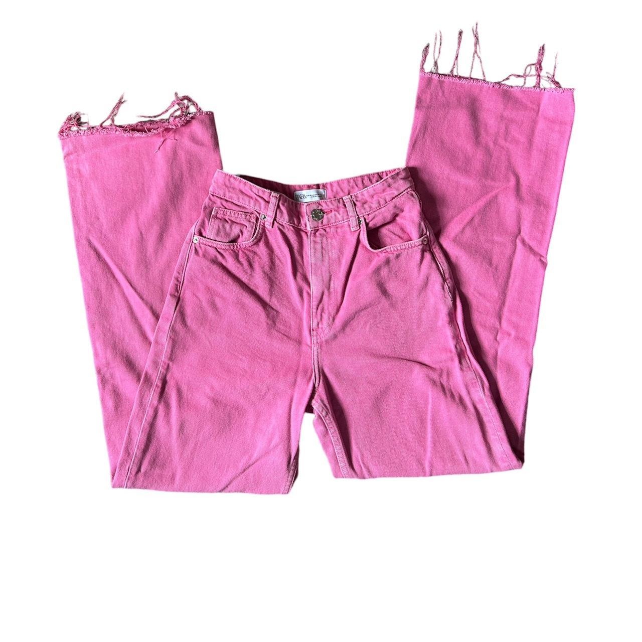Zara Women's Pink Jeans Depop