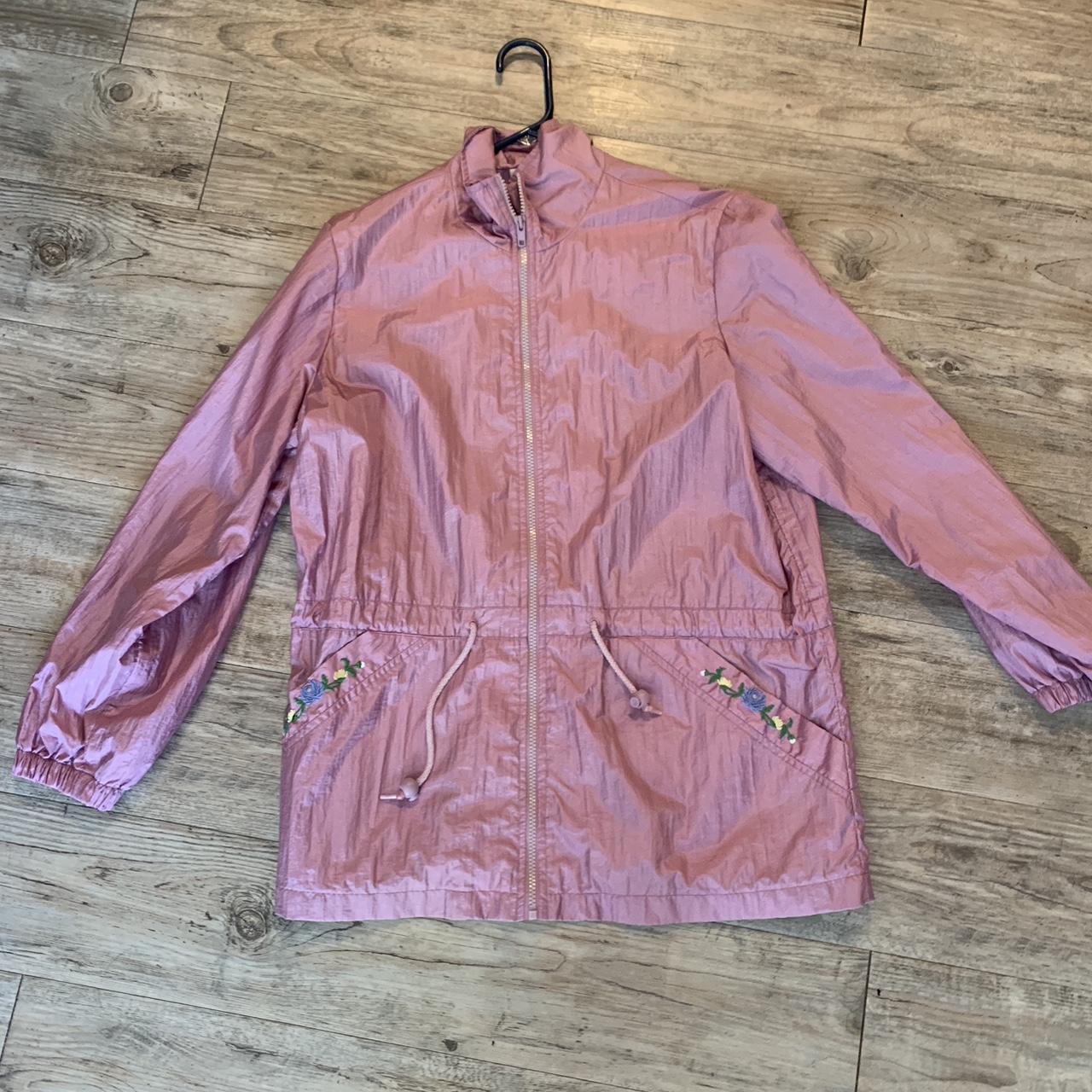 Blair pink raincoat with floral details! Size M,... - Depop