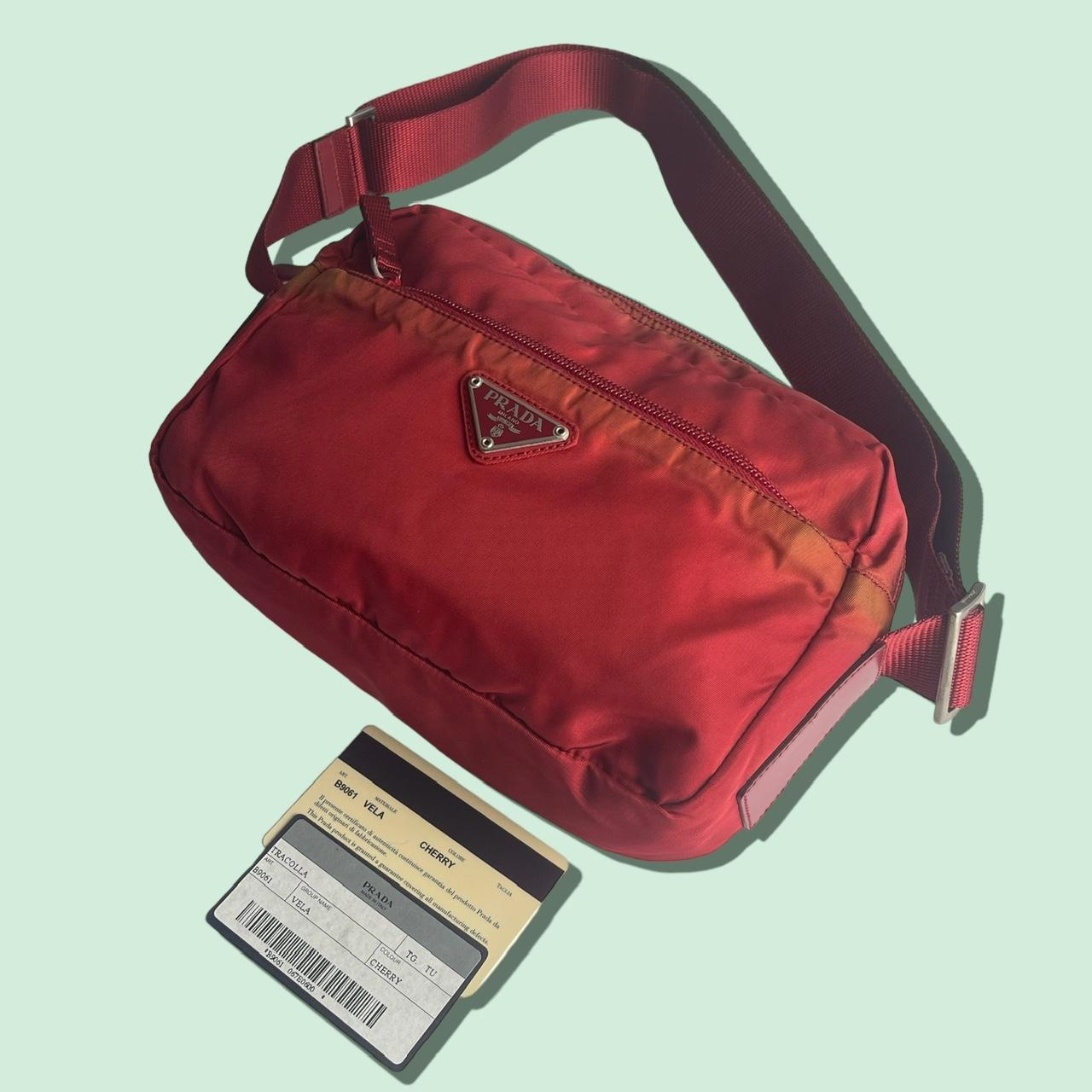 Prada Nylon Crossbody/Camera Bag in Cherry Comes... Depop