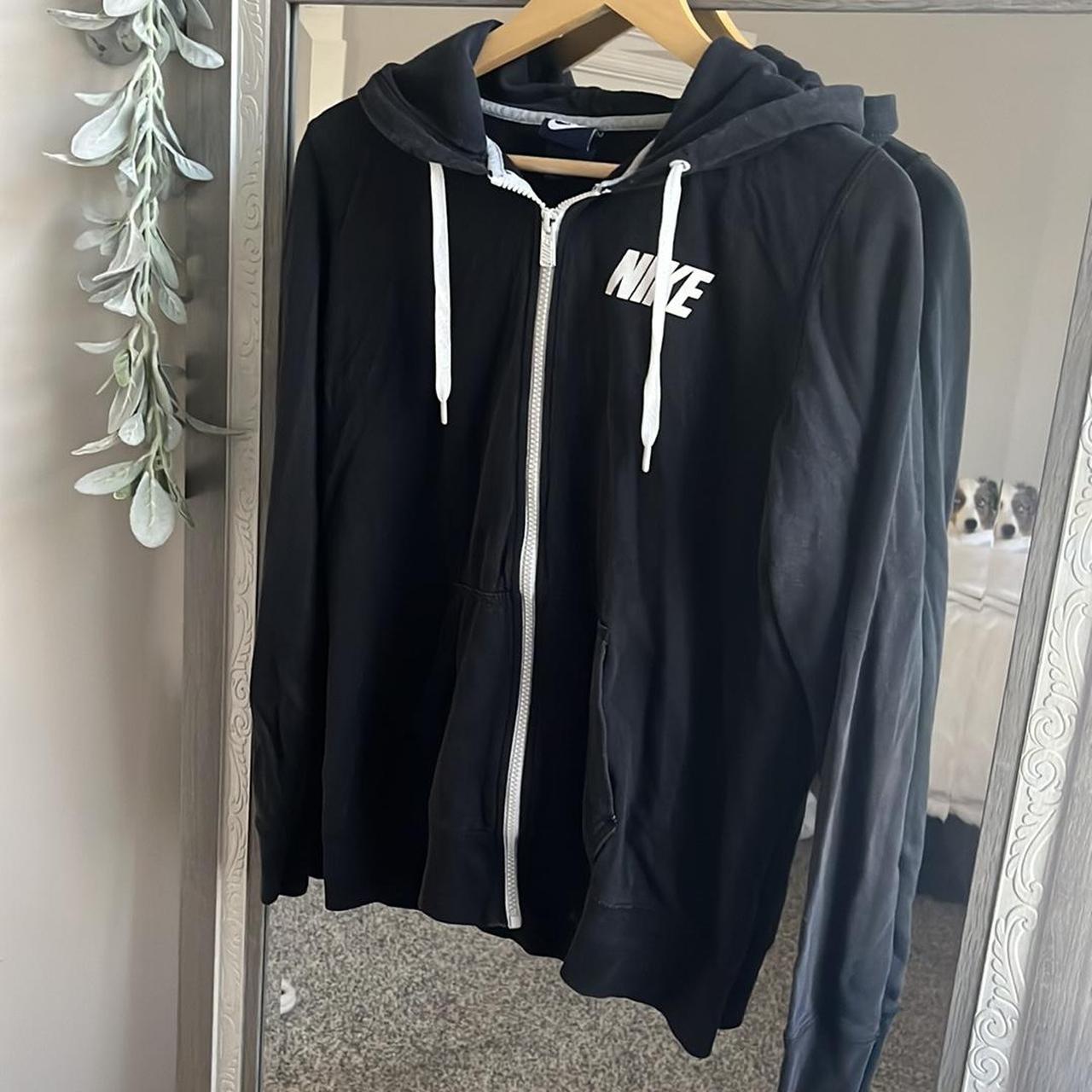 Black and white thin Nike zip up hoodie Size large Depop