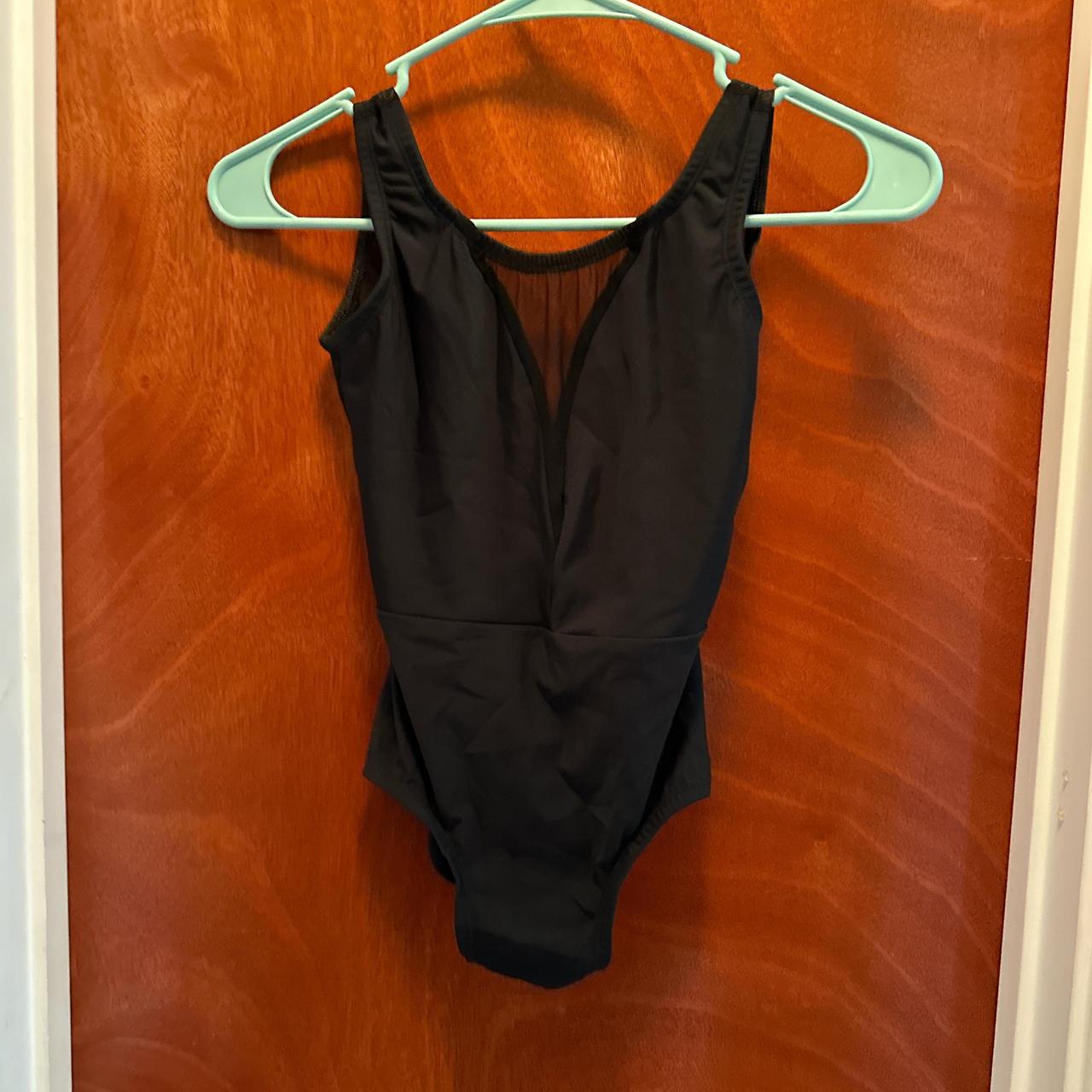 black v neck lucky leo dancewear leotard! size small... - Depop