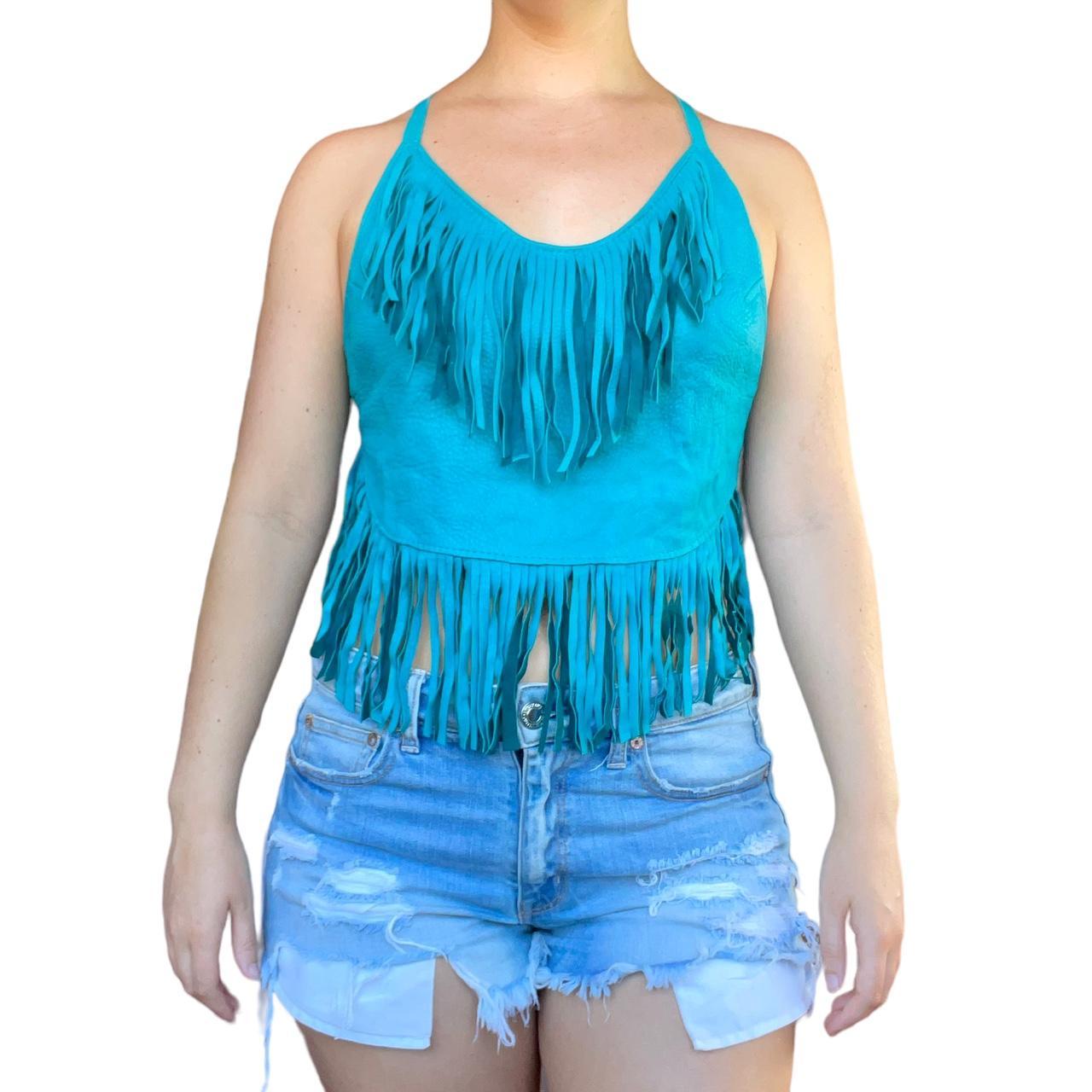 Unique Vintage Women's Crop Top - Blue - M