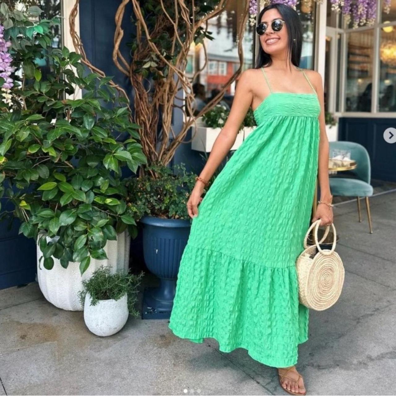 Green maxi dress zara best sale