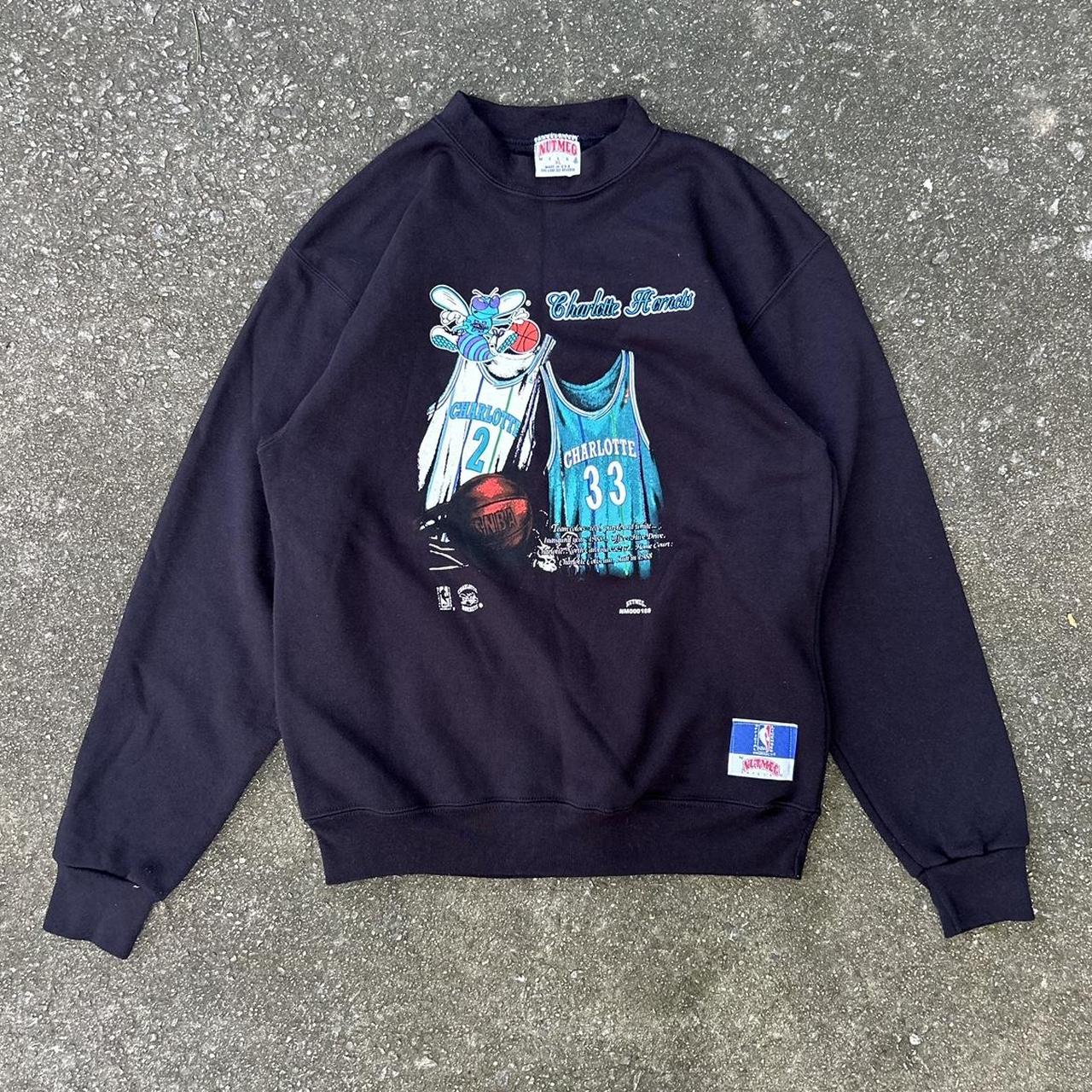 vintage charlotte hornets embroidered crewneck near... - Depop