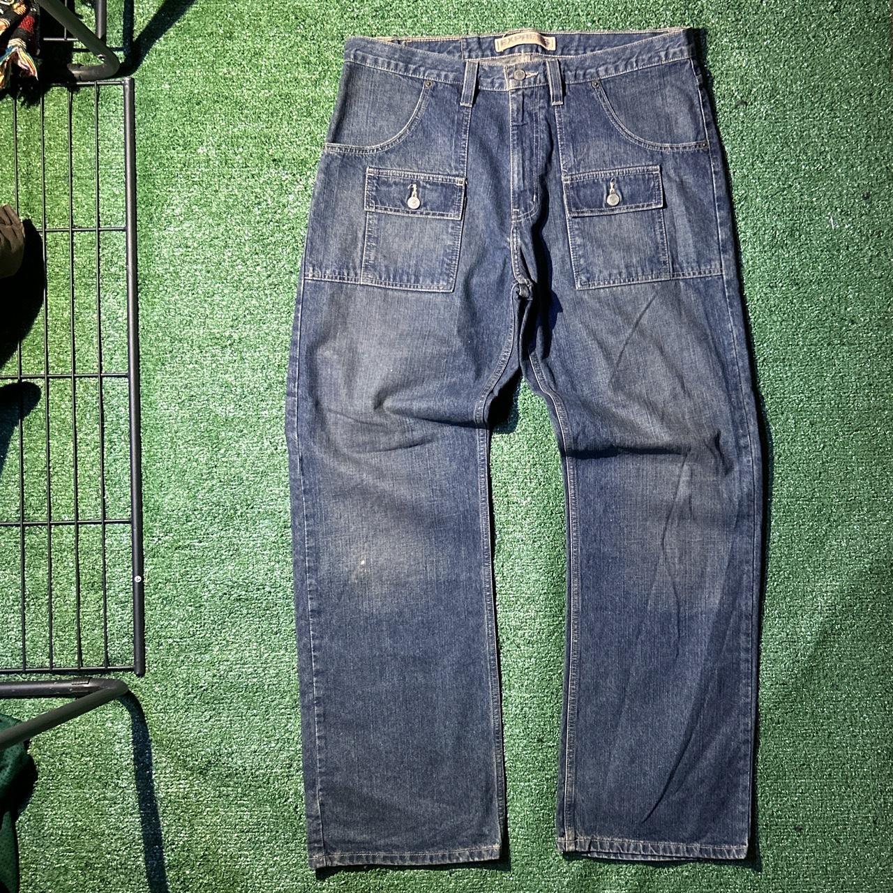 vintage jnco style baggy express jeans unique front... Depop