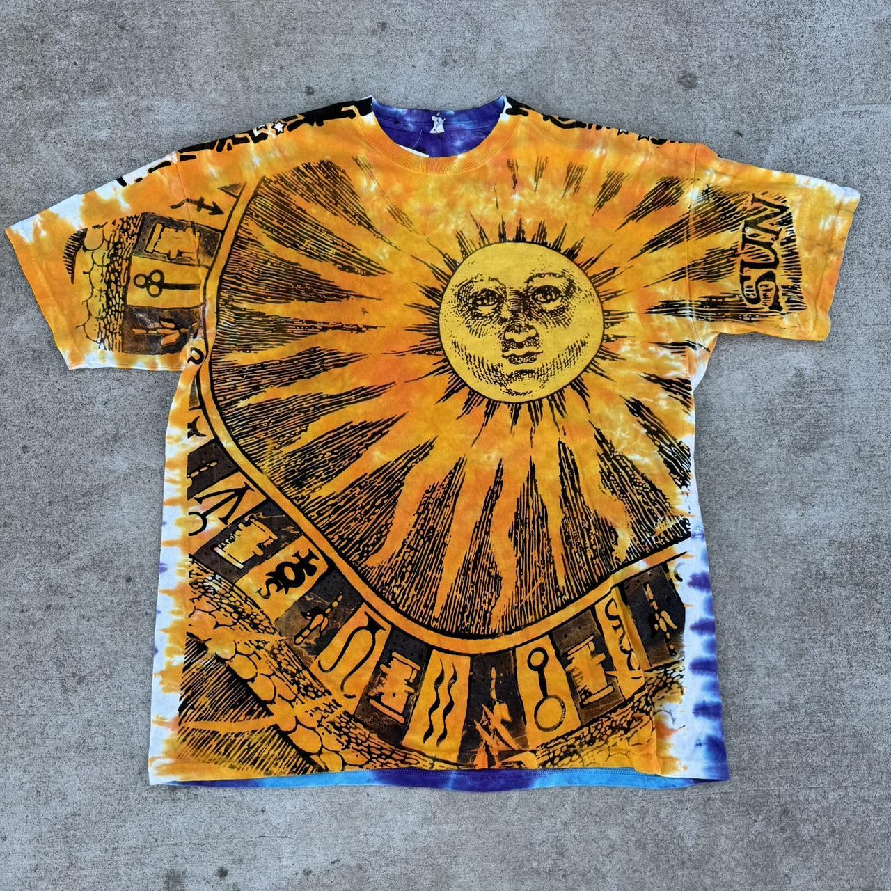 Vintage 90s 1992 Liquid Blue Sun and Moon Aztec...