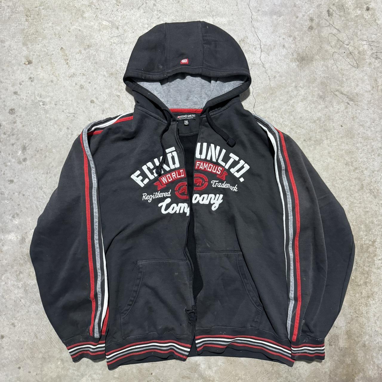 Y2K Ecko Unltd. Unlimited Spell Out Zip Up Hoodie... - Depop