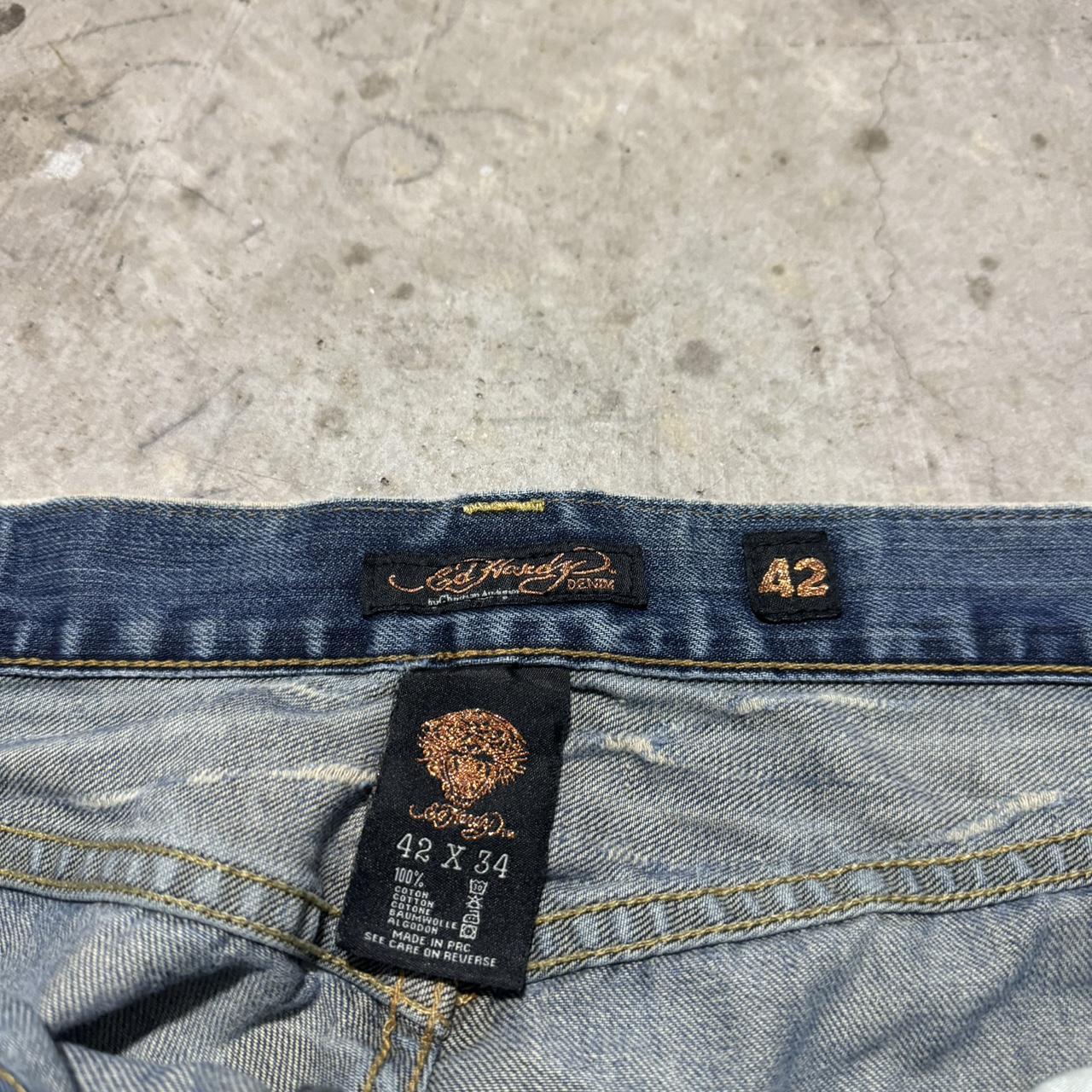 Y2K Skater Ed Hardy Spell Out Baggy Denim Jeans Size Depop