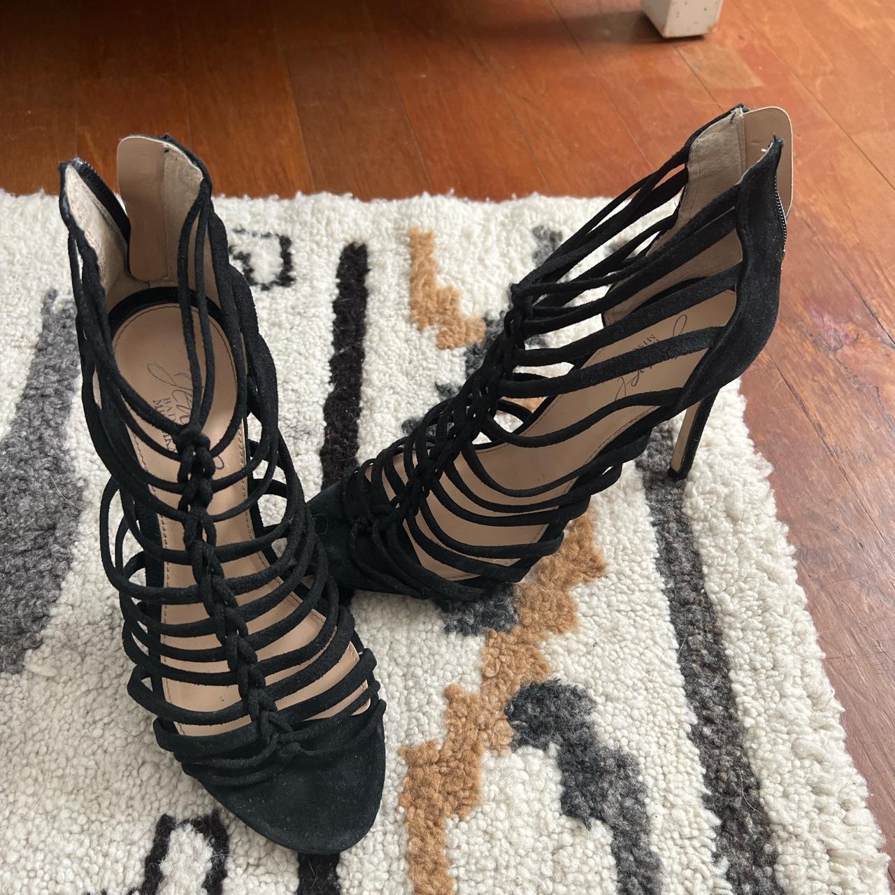 Used Badgley Mischka Black Velvet Heels, size Depop