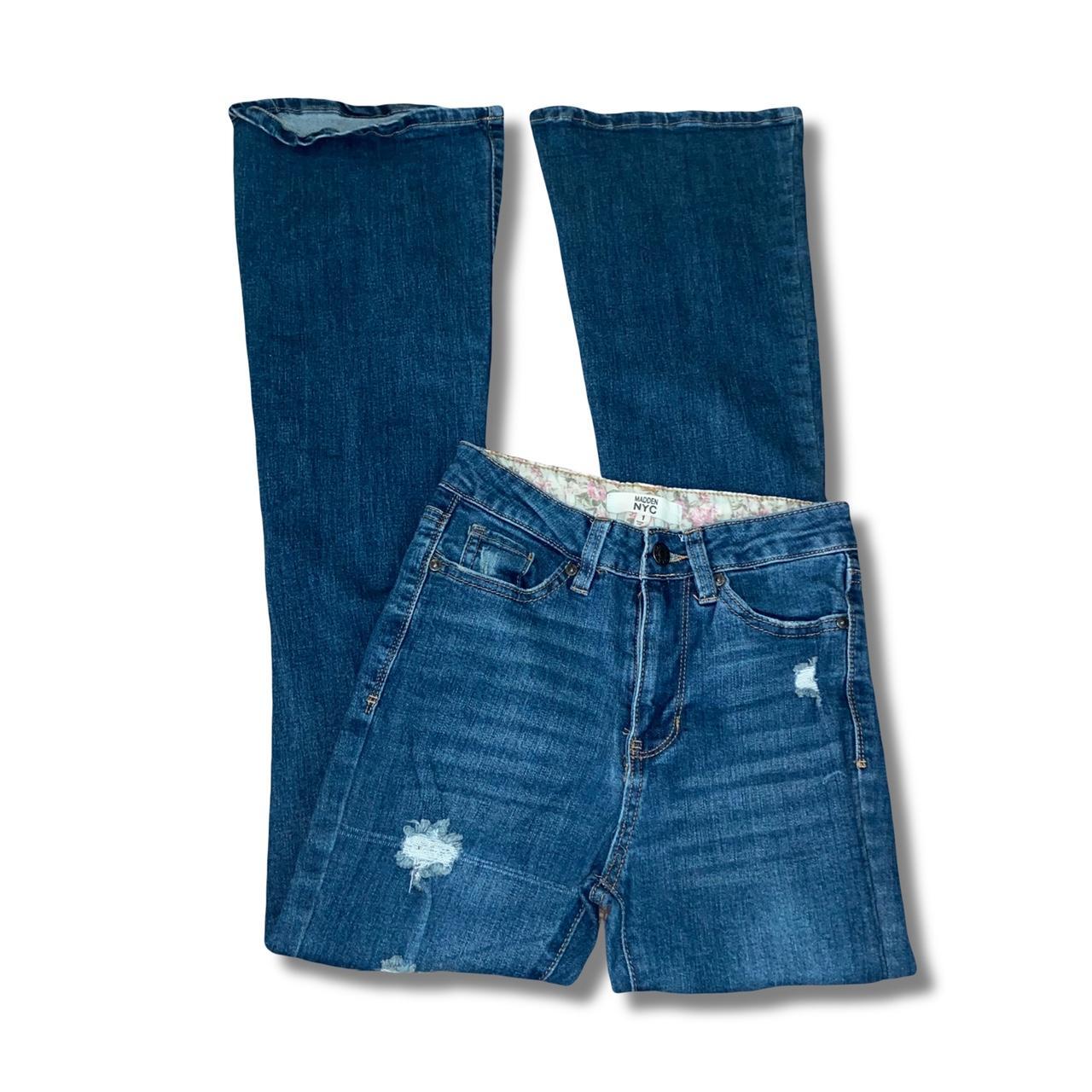Madden Nyc flare Jeans • Size 1 • Distressed •... Depop