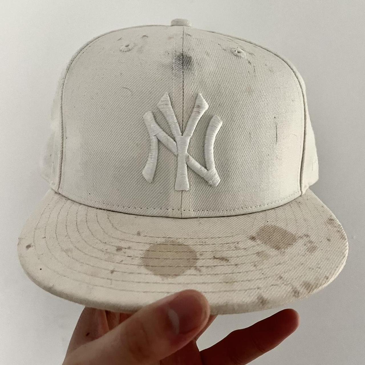 Hatco White NEW YORK YANKEES Fitted Baseball Cap Hat Size 7-5/8