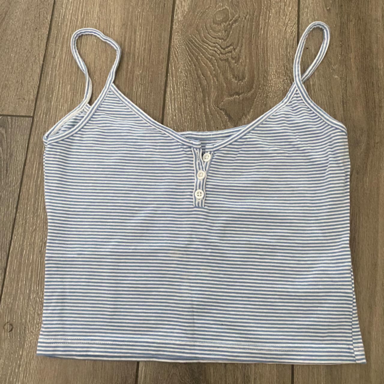 brandy melville blue/white striped tank ♡ never... - Depop