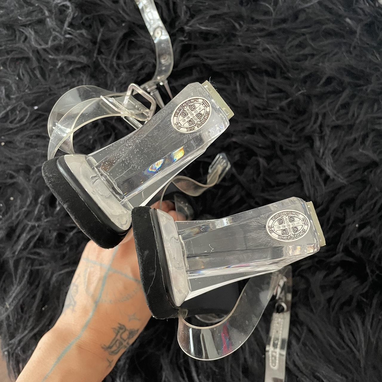 strappy block heels white