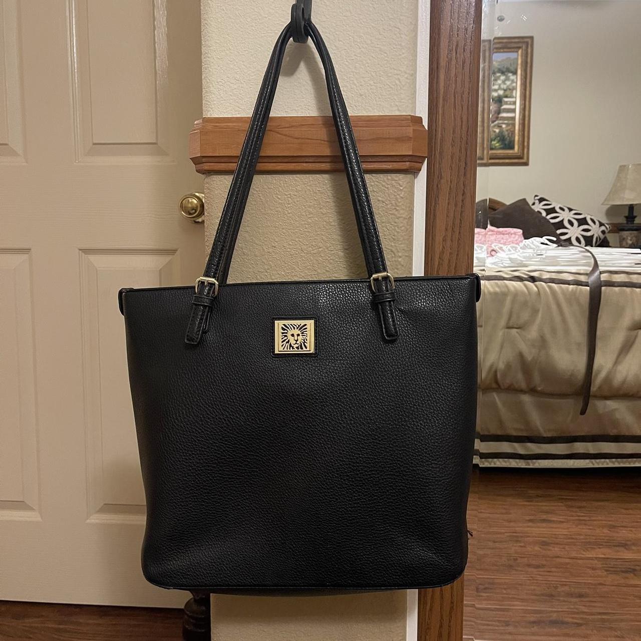 Macy's black leather online tote