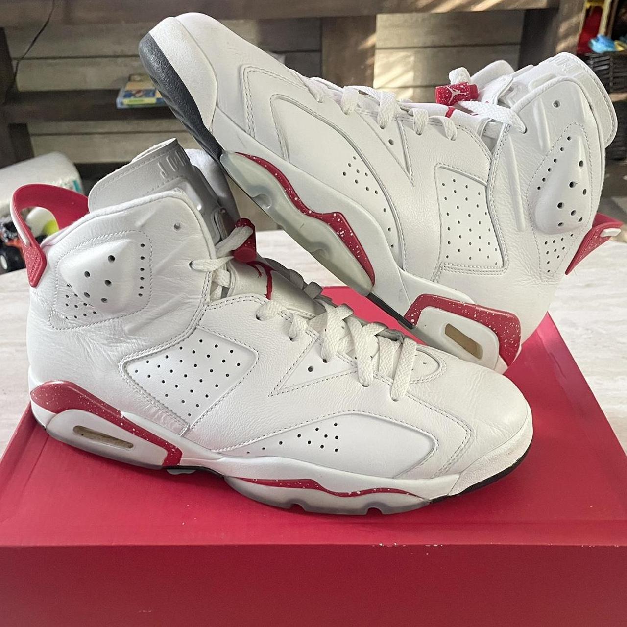 Air Jordan Retro 6 White University Red size... - Depop