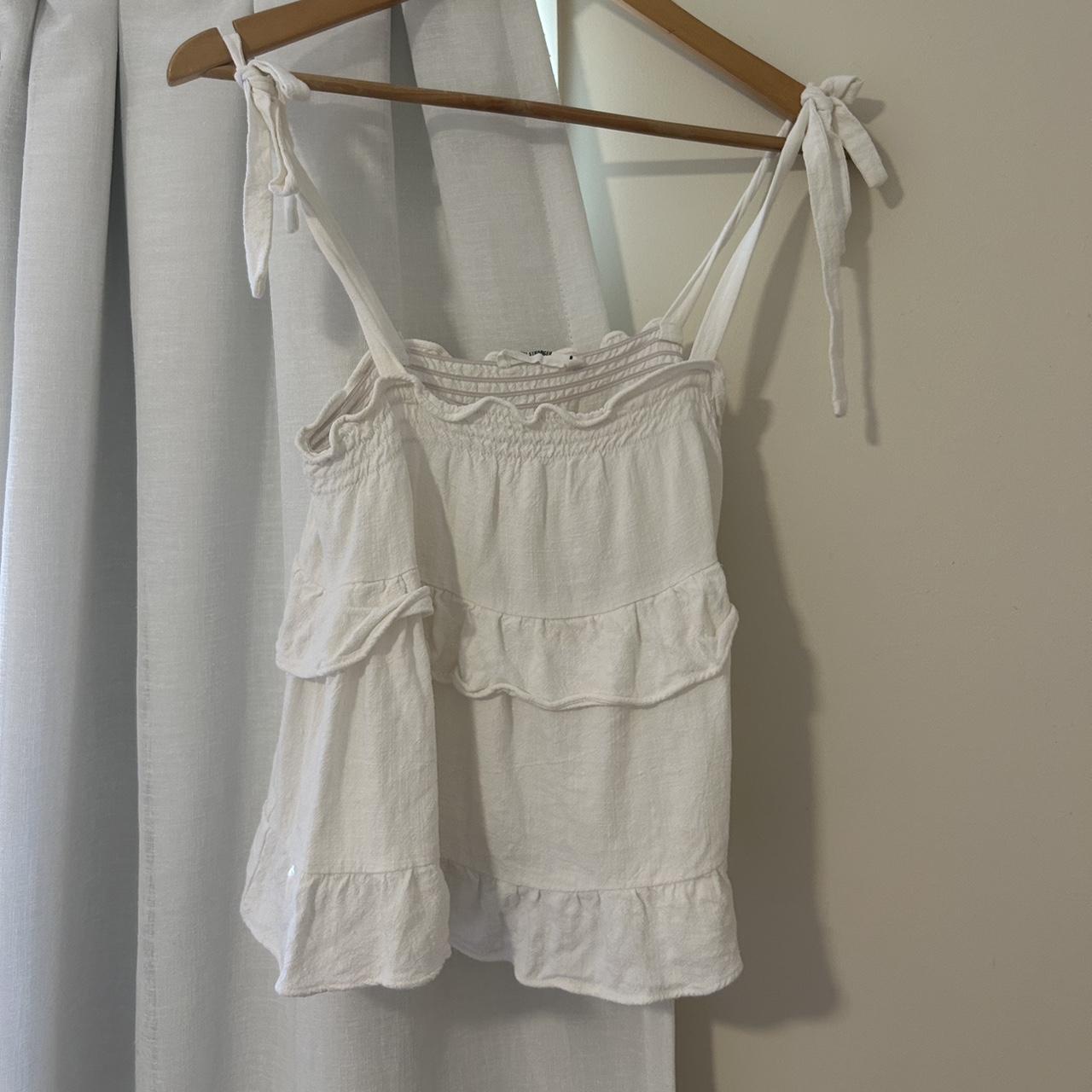 Perfect Stranger White Tie Strap Top - Depop